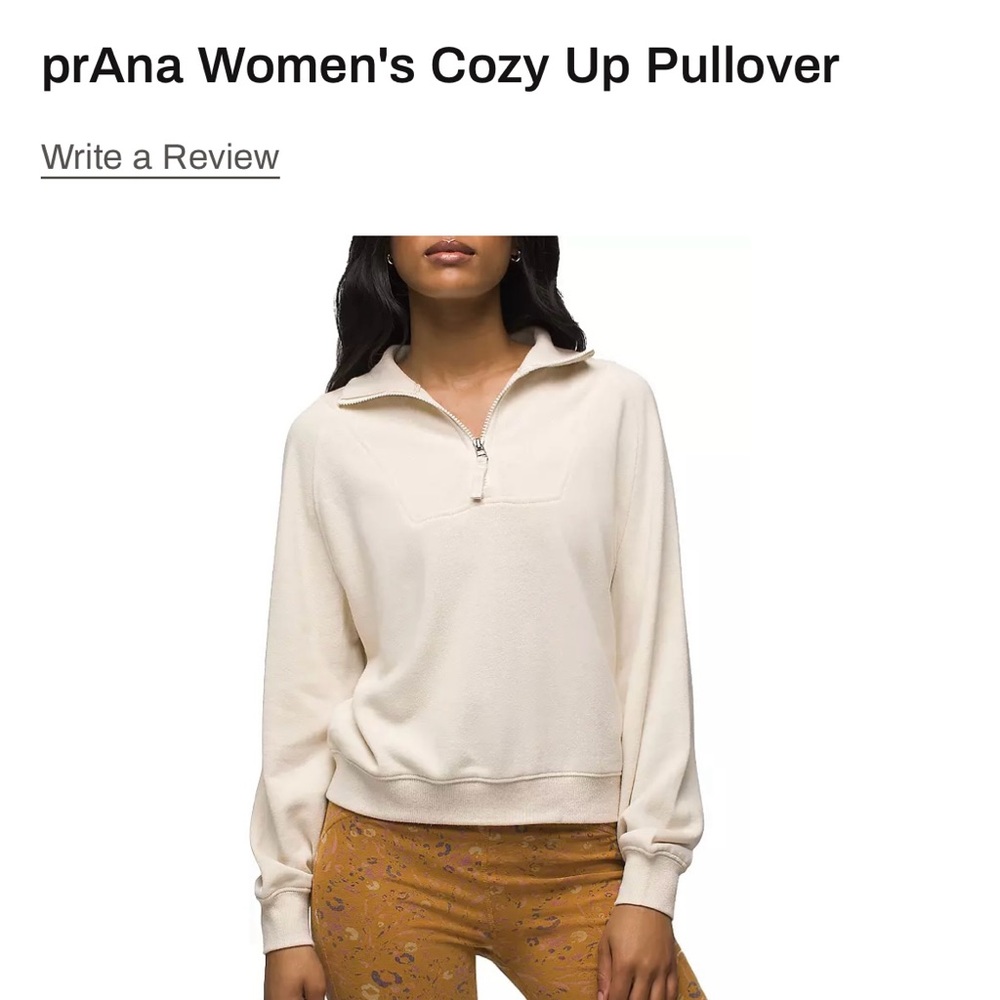 Prana Cozy Up Pullover in Cream 1/4 Zipper